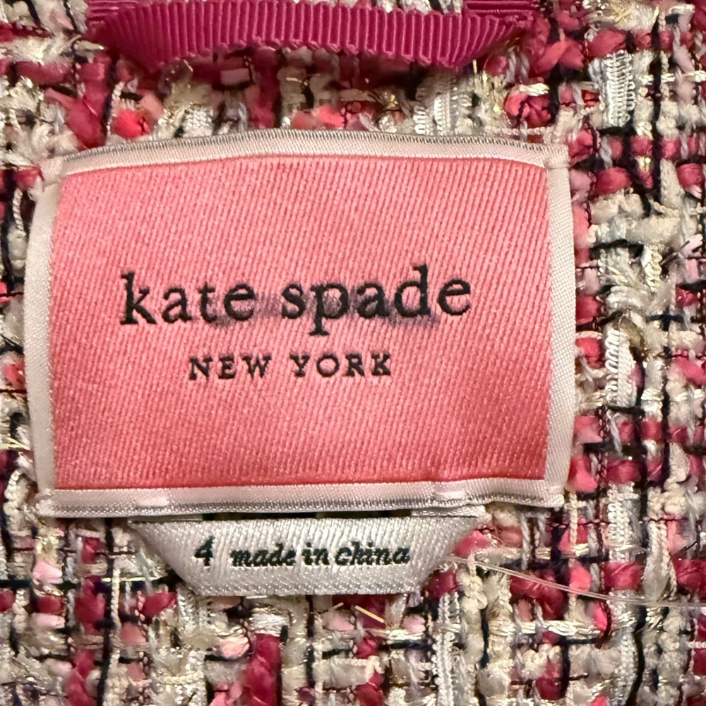 Kate Spade New York Metallic Tweed Jacket Size 4 Fringe Trim - Picture 7 of 8